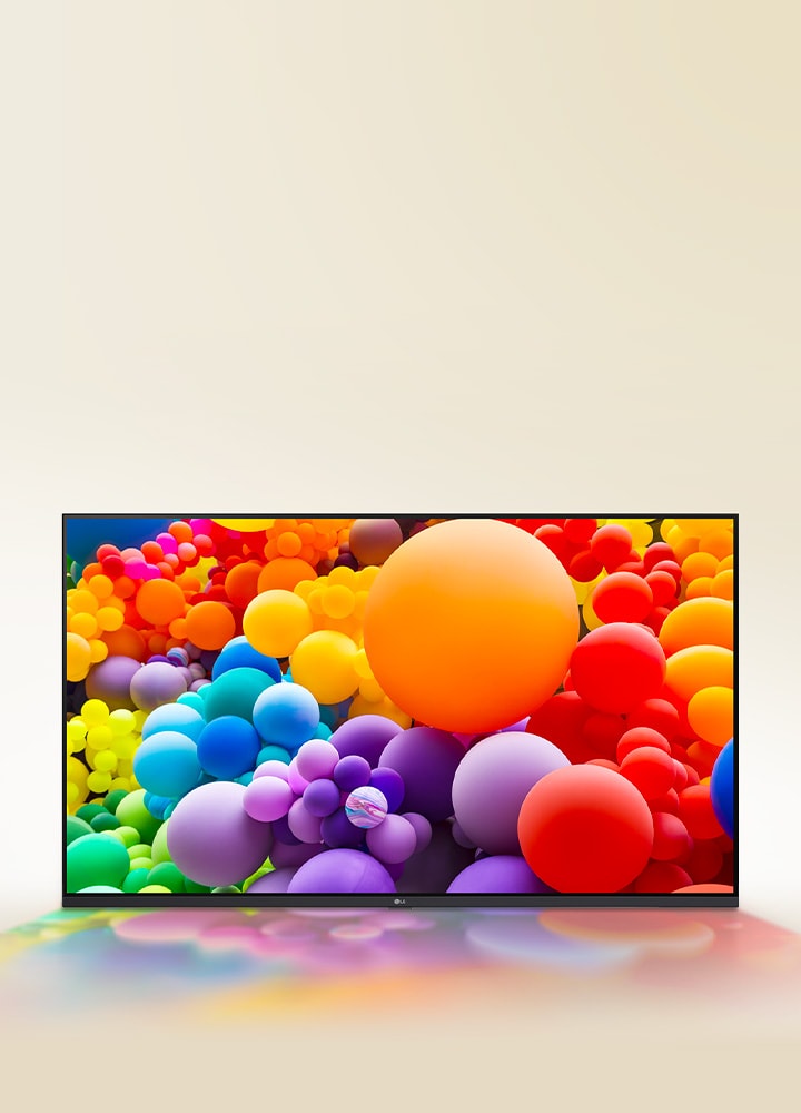 En el LG UHD TV aparecen muchos globos de distintos colores.