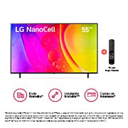 Vista frontal de LG NanoCell 55'' NANO80 4K Smart TV con ThinQ AI (Inteligencia Artificial), 4K Procesador Inteligente α5 generación 5 55NANO80SQA