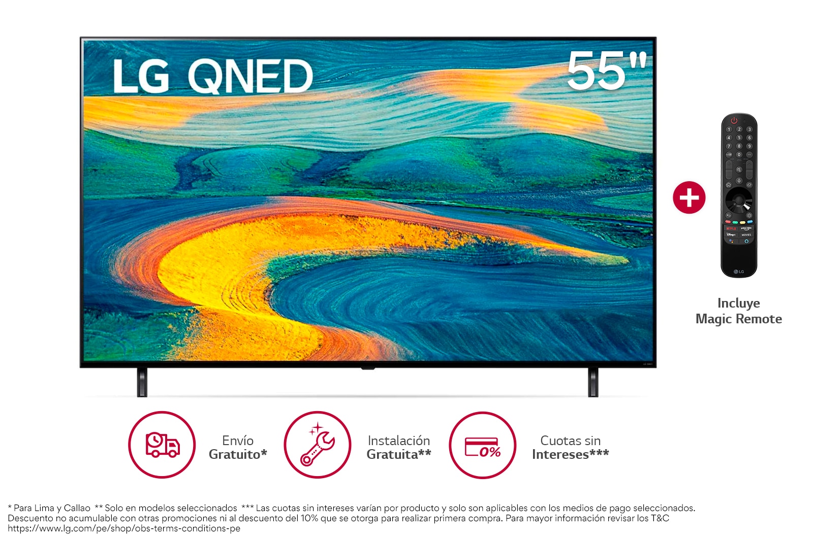 LG QNED 55'' QNED7S 4K Smart TV con ThinQ AI (Inteligencia Artificial), 4K Procesador Inteligente α5 generación 5, 55QNED7SSQA