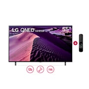 Vista frontal de LG QNED Mini LED 55'' QNED85 4K Smart TV con ThinQ AI (Inteligencia Artificial), 4K Procesador Inteligente α7 generación 5 55QNED85SQA