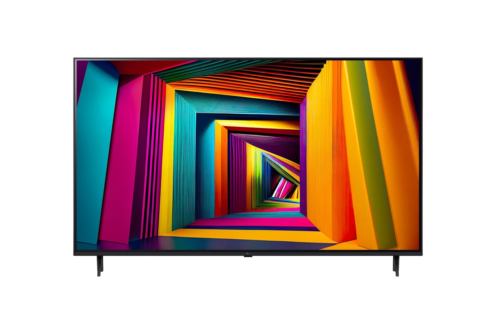 Vista lateral ligeramente inclinada hacia la izquierda de LG UHD TV, UT90