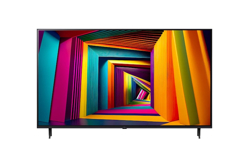 Vista lateral ligeramente inclinada hacia la izquierda de LG UHD TV, UT90