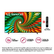 LG  LG NanoCell 65" NANO77 4K Smart TV con ThinQ AI (Inteligencia Artificial), 4K Procesador Inteligente α5 generación 6 (2023), 65NANO77SRA