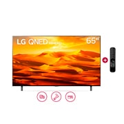 Vista frontal de  LG QNED Mini LED 65" QNED90 4K Smart TV con ThinQ AI (Inteligencia Artificial), 4K Procesador Inteligente α7 generación 5 65QNED90SQA