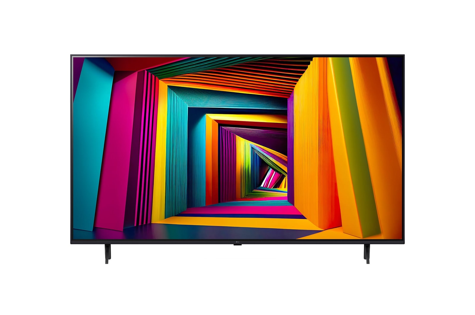 Vista lateral ligeramente inclinada hacia la izquierda de LG UHD TV, UT90