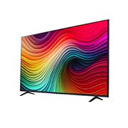 Vista lateral ligeramente inclinada hacia la izquierda del LG NanoCell TV, NANO80