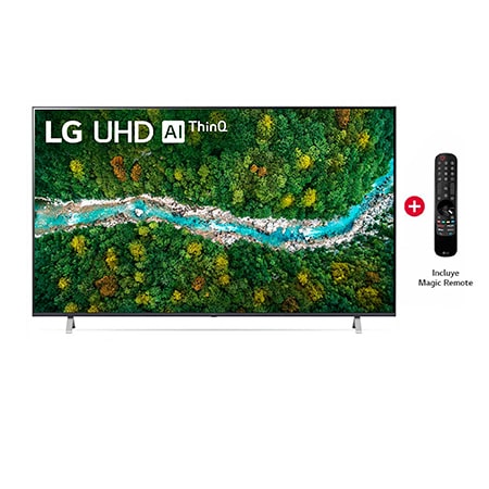 Vista frontal del televisor LG UHD