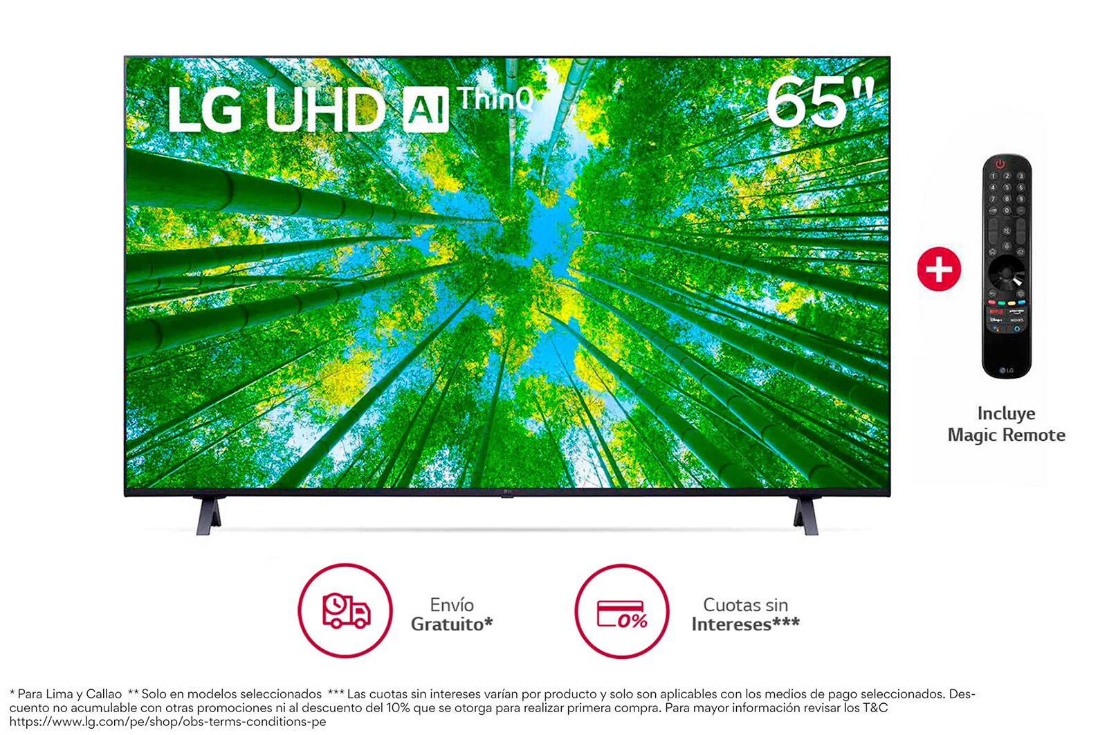 LG UHD ThinQ AI 70'' UQ8050 4K Smart TV, 4K Procesador Inteligente α5 generación 5, Magic Remote, 70UQ8050PSB
