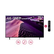 Vista frontal del televisor LG con una imagen de relleno y el logotipo del producto