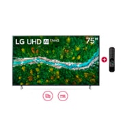 Vista frontal del televisor LG UHD