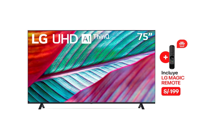 LG UHD 75" UR8750 4K Smart TV con ThinQ AI (Inteligencia Artificial), 4K Procesador Inteligente α5 generación 6 (2023), 75UR8750PSA