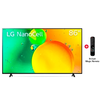 Vista frontal del televisor LG Full HD con una imagen de relleno y el logotipo del producto