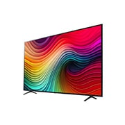 Vista lateral ligeramente inclinada hacia la izquierda del LG NanoCell TV, NANO80