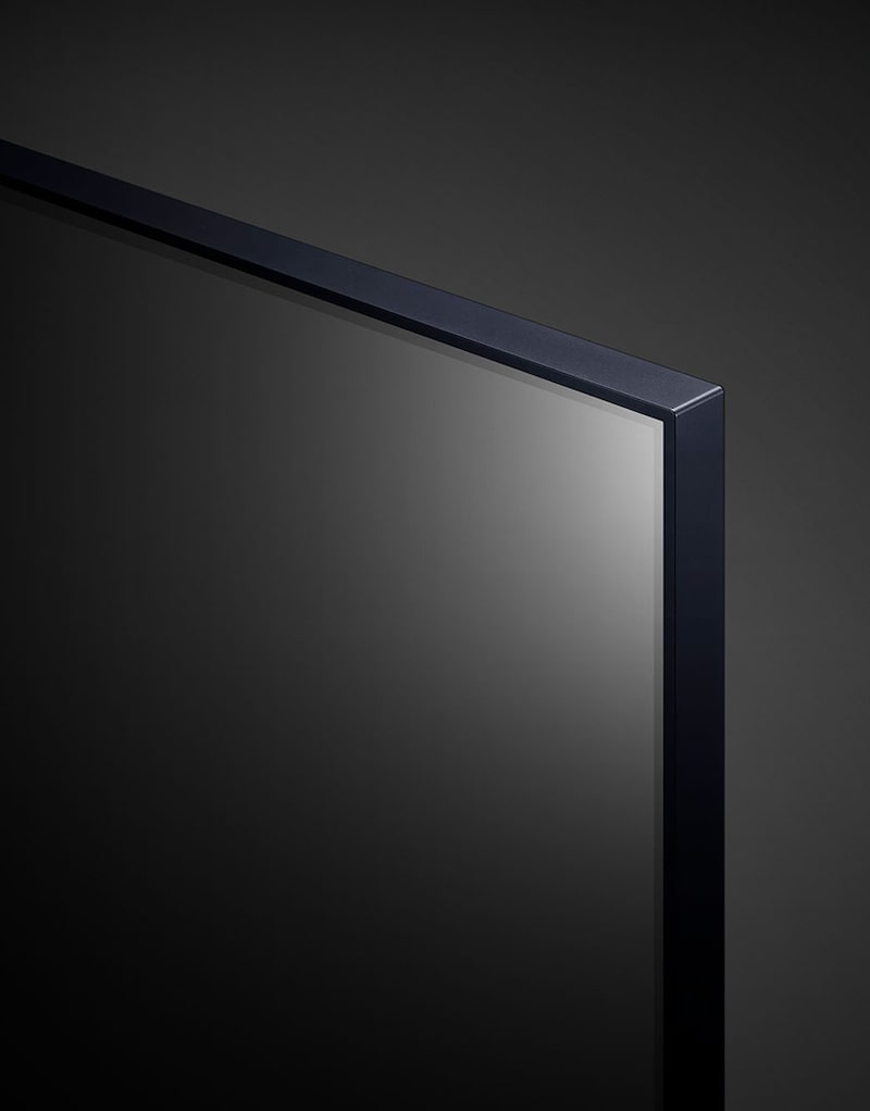 Primer plano del borde superior del LG NanoCell TV, NANO80
