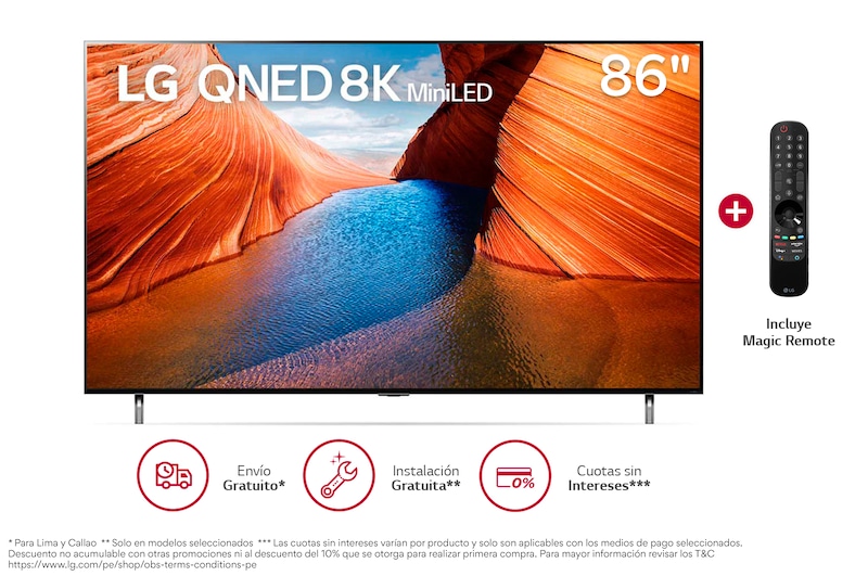 LG QNED Mini LED 86'' QNED99 8K Smart TV con ThinQ AI (Inteligencia Artificial), 8K Procesador Inteligente α9 generación 5, 86QNED99SQA