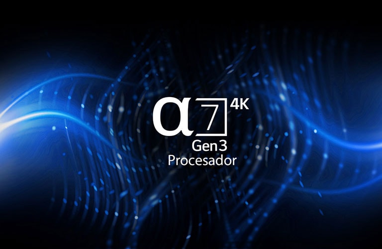 Logotipo de Alpha 7 Gen3 sobre fondo gráfico negro y azul