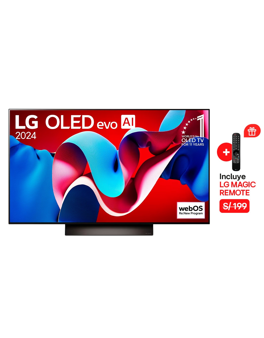 48 Smart TV LG OLED evo AI C4 4K de pulgadas 2024 - OLED48C4PSA | LG PE