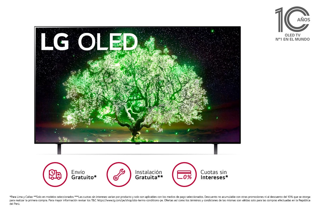 LG OLED 55'' A1 4K Smart TV con ThinQ AI (Inteligencia Artificial), 4K Procesador Inteligente α7 generación 4, OLED55A1PSA