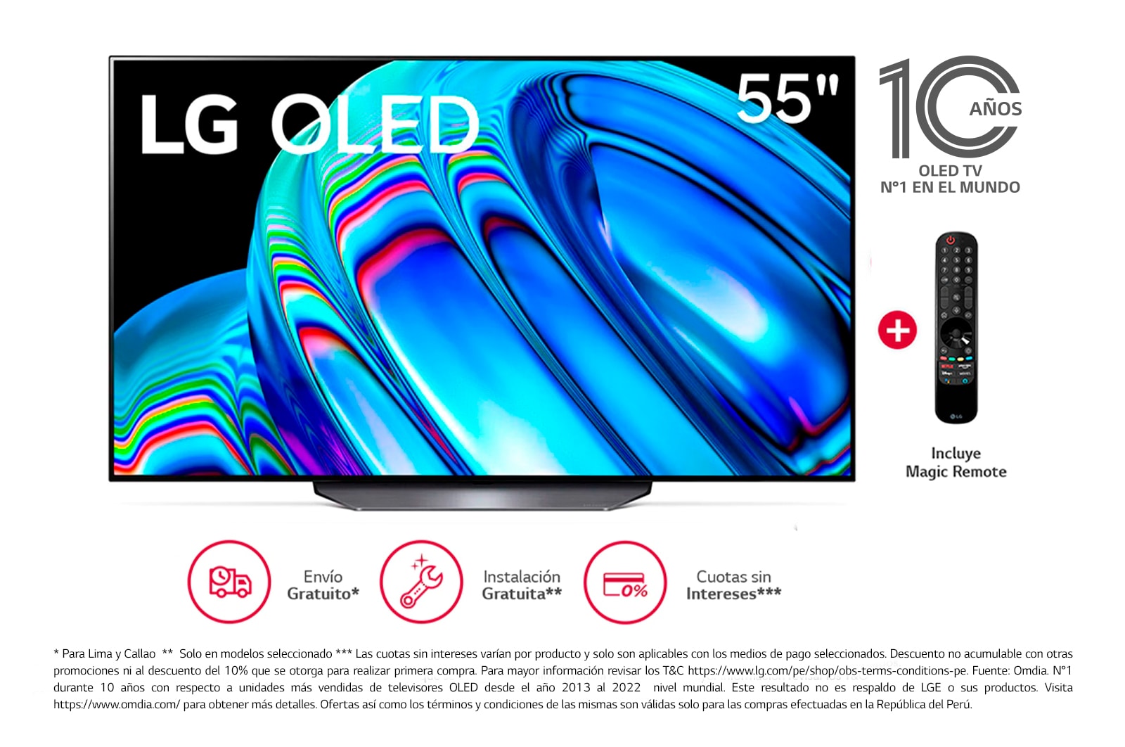 LG OLED 55'' B2 4K Smart TV con ThinQ AI (Inteligencia Artificial
