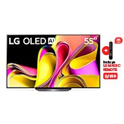 Vista frontal de  LG OLED 55" B3 4K Smart TV con ThinQ AI (Inteligencia Artificial), 4K Procesador Inteligente α7 generación 6 (2023) OLED55B3PSA