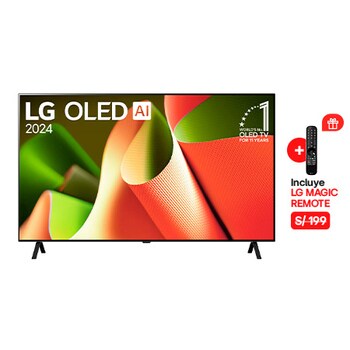Front view with LG OLED TV, OLED B4, 11 Years of world number 1 OLED Emblem and webOS Re:New Program logo on screen with 2-pole stand