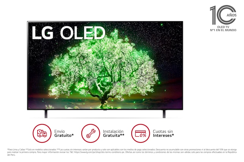 LG OLED 65'' A1 4K Smart TV con ThinQ AI (Inteligencia Artificial), 4K Procesador Inteligente α7 generación 4, OLED65A1PSA