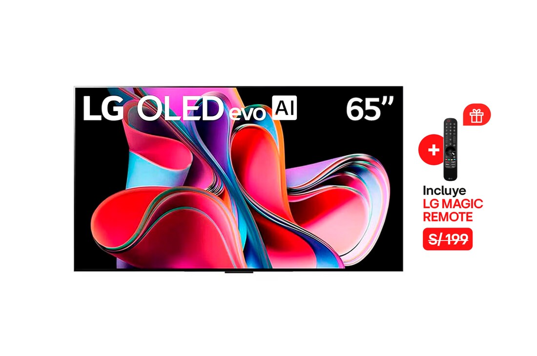 LG  LG OLED evo 65" G3 Diseño Galería 4K Smart TV con ThinQ AI (Inteligencia Artificial), 4K Procesador Inteligente α9 generación 6 (2023), OLED65G3PSA