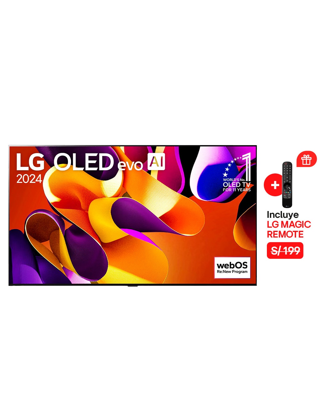 65 Smart TV LG OLED evo AI G4 4K de pulgadas 2024 - OLED65G4PSA | LG PE