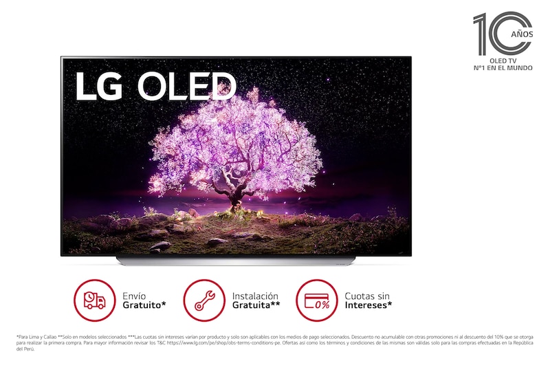 LG  LG OLED 77" C1 4K Smart TV con ThinQ AI (Inteligencia Artificial), 4K Procesador Inteligente α9 generación 4 (2021), OLED77C1PSA