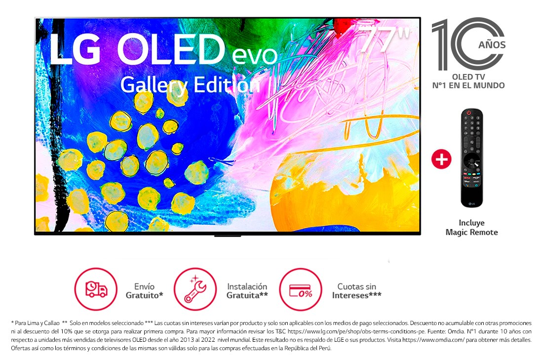 LG OLED 77'' G2 8K Smart TV con ThinQ AI (Inteligencia Artificial), 8K Procesador Inteligente α9 generación 5, OLED77G2PSA
