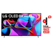 Vista frontal con LG OLED y Emblema 10 Años Marca OLED No.1 en el Mundo en la pantalla, así como la barra de sonido.