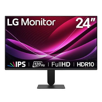Vista frontal de Monitor LG IPS Full HD de 24" con 120Hz y diseño sin bordes 24U411A-B