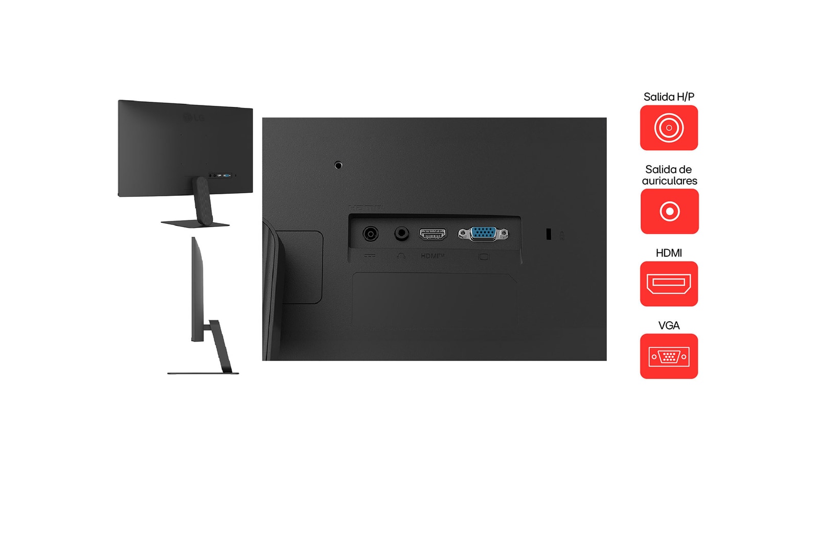 Vista lateral monitor LG IPS Full HD de 24" 24U411A-B