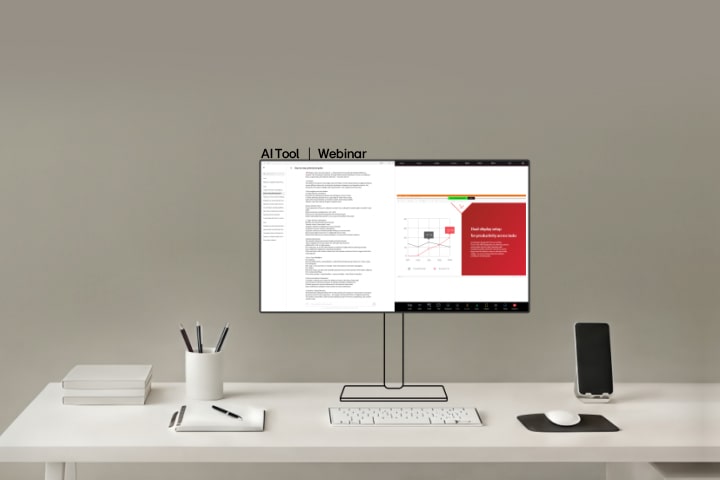 This video shows a dual monitor office setup for business professionals, where the main monitor displays documents and presentations, while the secondary monitor shows web content, communication tools, and data dashboards to support efficient multitasking and decision making.