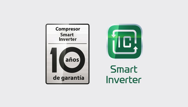 logos del compresor Smart Inverter y 10 años de garantía