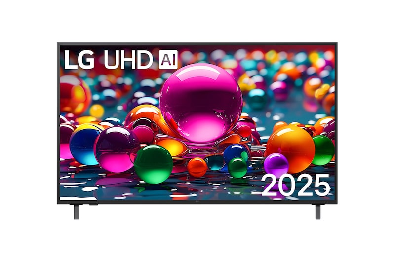 Vista frontal de 55" LG UHD AI UA80 4K Smart TV 2025 55UA8000PSB