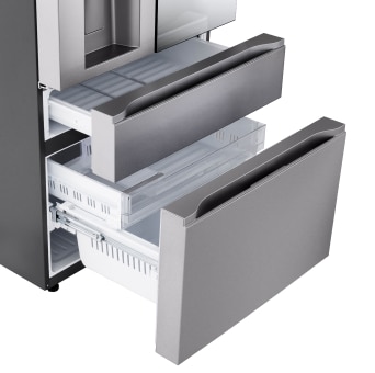 Parte inferior abierta de la refrigeradora Lg de varias puertas