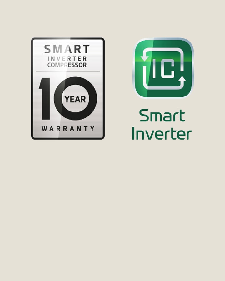 Imagen del compresor con inversor inteligente y 10 años de garantía.