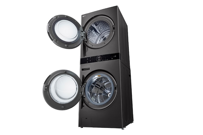 LG WashTower™ de 25kg de Lavado / 20kg de Secado - AI DD™, ThinQ™ con Motor Dual Inverter Heat Pump, Black Steel