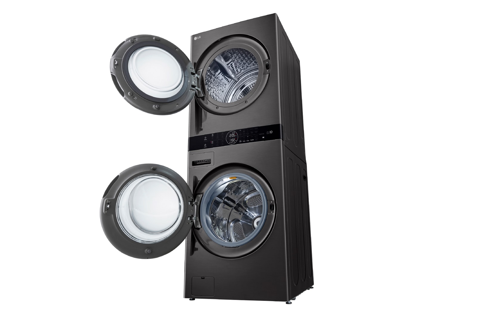 LG WashTower™ de 25kg de Lavado / 20kg de Secado - AI DD™, ThinQ™ con Motor Dual Inverter Heat Pump, Black Steel