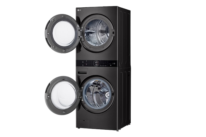 LG WashTower™ de 25kg de Lavado / 20kg de Secado - AI DD™, ThinQ™ con Motor Dual Inverter Heat Pump, Black Steel
