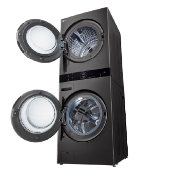 LG WashTower™ de 25kg de Lavado / 20kg de Secado - AI DD™, ThinQ™ con Motor Dual Inverter Heat Pump, Black Steel