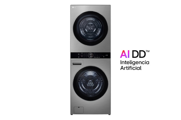LG WashTower™ de 25kg de Lavado / 20kg de Secado - AI DD™, ThinQ™ con Motor Dual Inverter Heat Pump, Platinum Silver