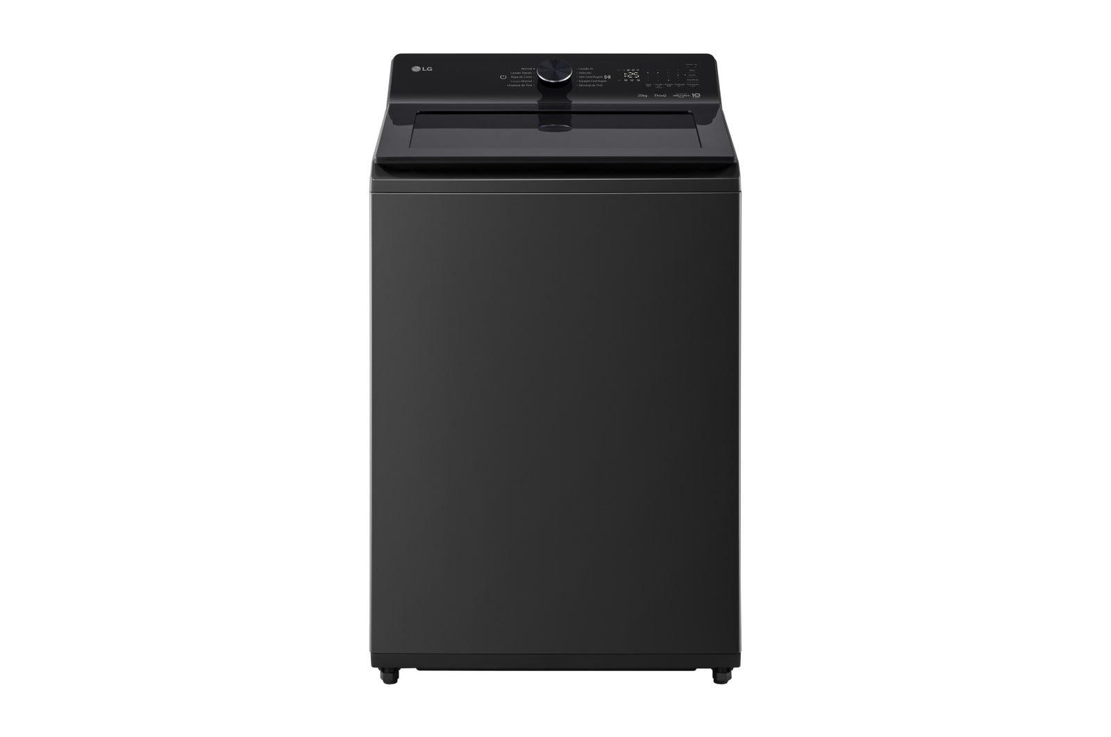 Vista frontal de Lavadora LG 20kg con AI DD™, ThinQ™ y TurboWash™, Color Onyx negro WT20OBTX