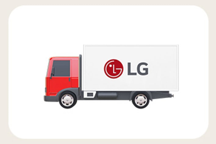 Delivery truck with an LG logo on the side