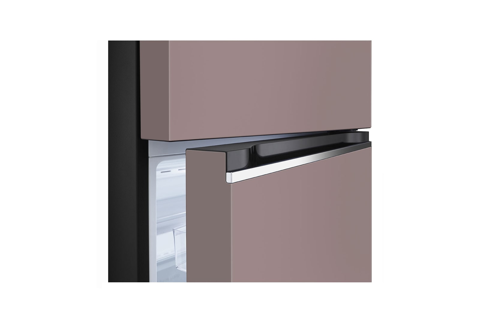 detail view of bottom fridge handle