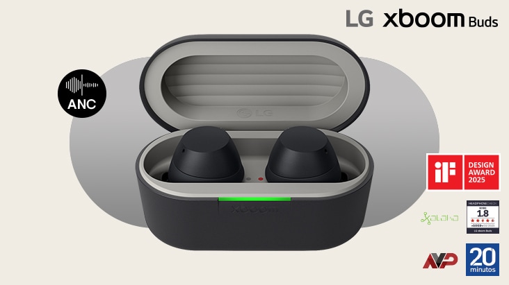 LG xboom Buds audífonos inalámbricos con ANC, sonido balanceado y el iF Design Award.