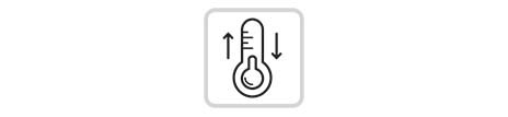 The up and down arrows next to the thermometer indicate that two thermistors detect the indoor air temperature.