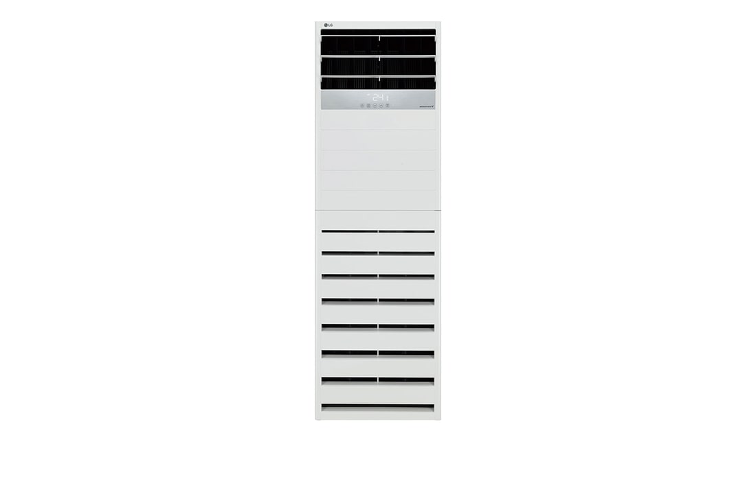 LG Floor Standing ARNU48GPTA4 is a tall rectangular shape and has air outlets with filter on the top and bottom.	