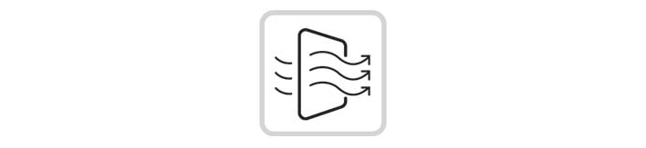 The arrows run through the rectangle, indicating the supply of fresh outdoor air into the indoor space.